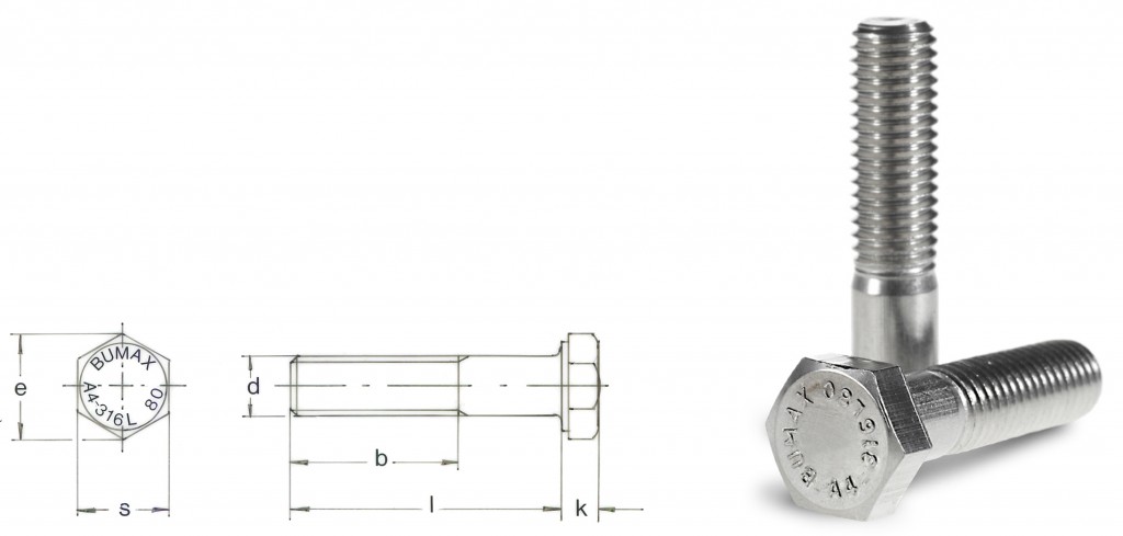 Hexagon head bolt and screws in stainless steel - BUMAX